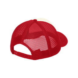 5-Panel Twill Foam Trucker Cap - Ivory/Red - OSFM controller