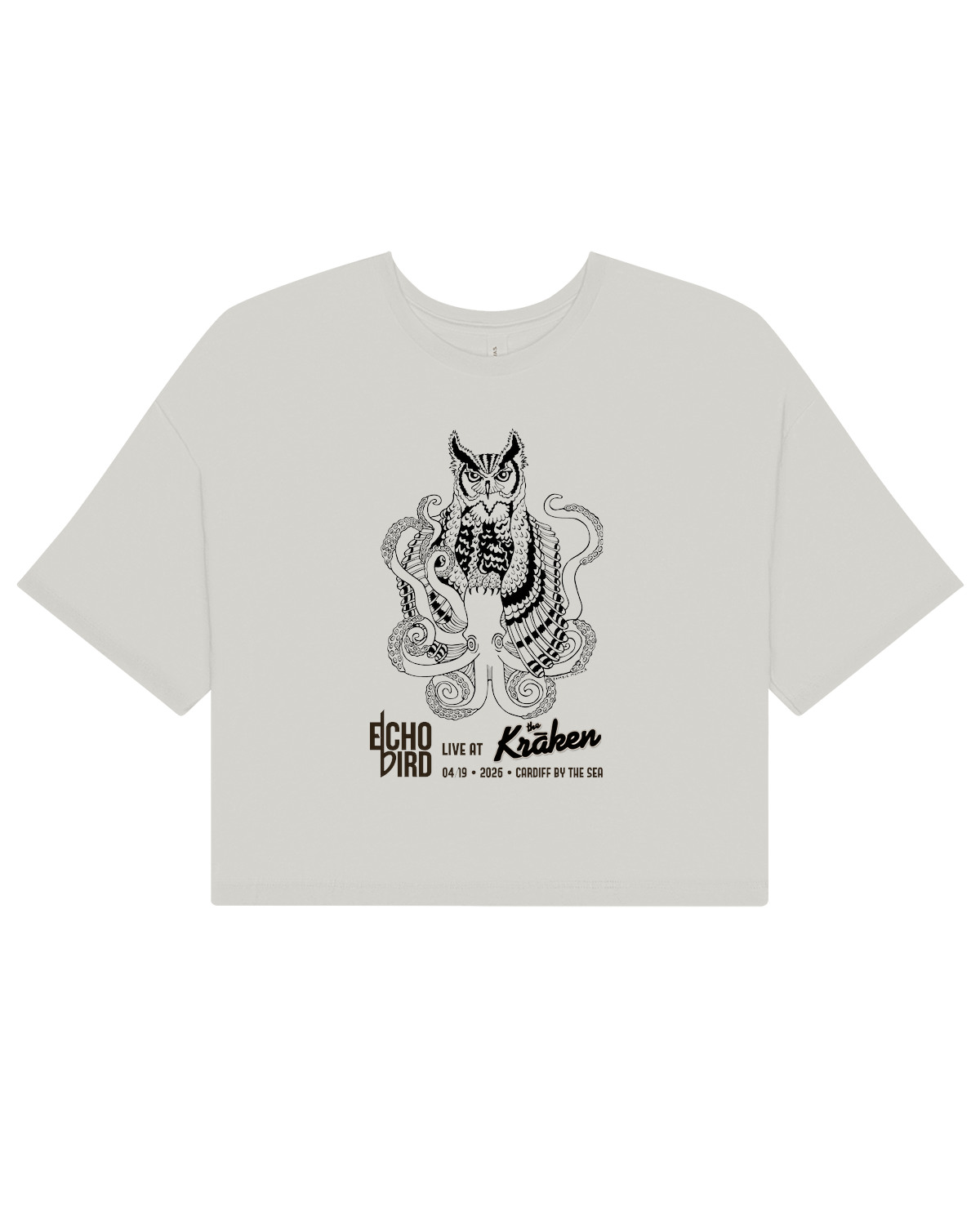 Echo Bird Live @ the Kraken - Ladies Premium Crop Top - Vintage White - S